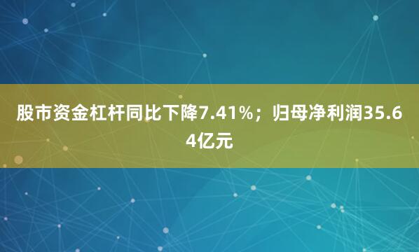 股市资金杠杆同比下降7.41%；归母净利润35.64亿元